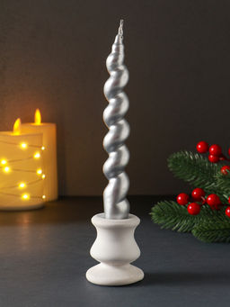 Цена за 2 шт. Свеча витая "LUXURY" 25*180 мм, лакированная, серебро