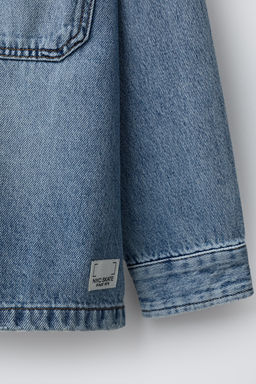 DETACHABLE FLEECE HOOD DENIM OVERSHIRT - Zara фото 6