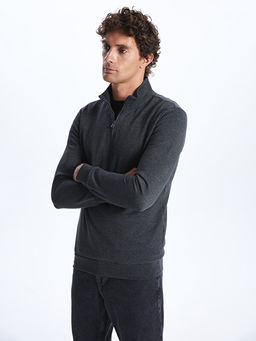 Dik Yaka Uzun Kollu Erkek Kal?n Sweatshirt