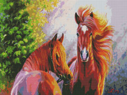 Вышивка крестиком 40х50см, Две лошади