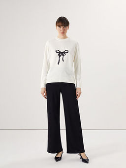 Bisiklet Yaka Pul ??lemeli Kad?n Triko Kazak