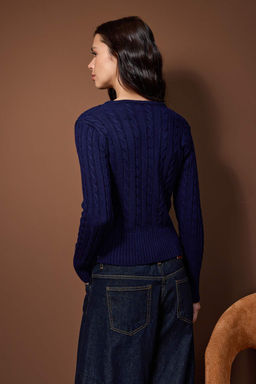 Lacivert-Ekru 2li Fitted/Vucuda Oturan Ikili Paket Triko H?rka TWOAW26HI00218