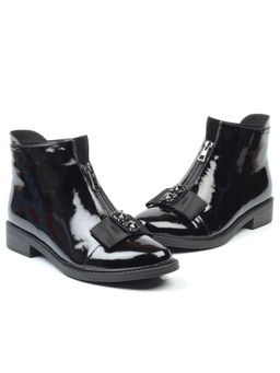 01-CA104-2 BLACK Ботинки женские (натуральная кожа, байка)