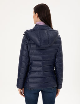 Lacivert Kap__onlu Kapitone Mont