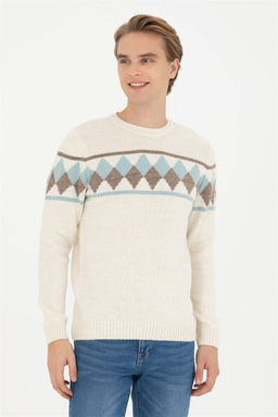 Мужской кремовый меланжевый свитер - U.s. polo assn фото 3