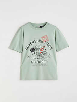 Bisiklet Yaka Minecraft Bask?l? Erkek ?ocuk Ti??rt