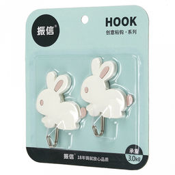 Крючок на липучке "Зайчик" металлический с пластмассовым основанием, 2 штуки 5,8х7,8х2см, в блистере, цвета в ассортименте: розовый, фисташковый, мятный (Китай)