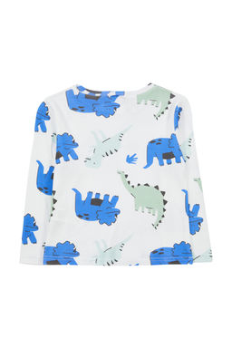 Beyaz Erkek Cocuk Dinozor Desenli Bisiklet Yaka Pamuklu Orme T-Shirt TKDAW25TS00013 - Trendyolmilla фото 2