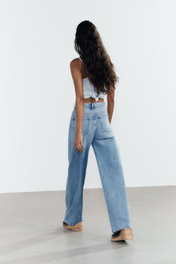 HIGH-WAIST TRF WIDE-LEG CROSSOVER WAIST JEANS - Zara фото 6