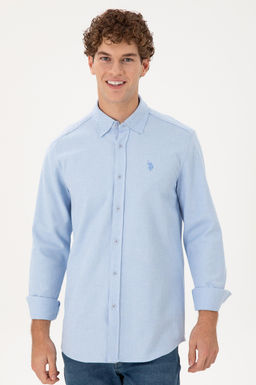 Мужская голубая рубашка с длинным рукавом - U.s. polo assn фото 3