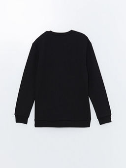 Bisiklet Yaka Uzun Kollu Erkek Dokulu Sweatshirt