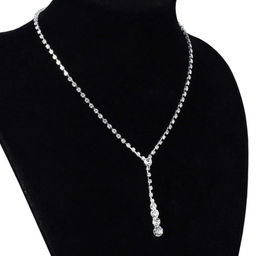 Колье со стразами и серьги гвоздики 3,5 см / 6286 /уп 12/серебро - Галеонтрейд фото 2