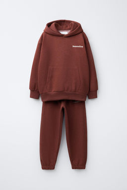 SLOGAN PRINT HOODIE AND JOGGER TROUSERS SET