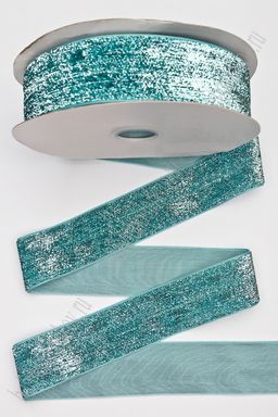 Лента с люрексом 3,8 см*20 ярд (SF-7318) голубой №13