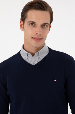 Erkek Slim Fit V Yaka Lacivert Basic Kazak - U.s. polo assn фото 2