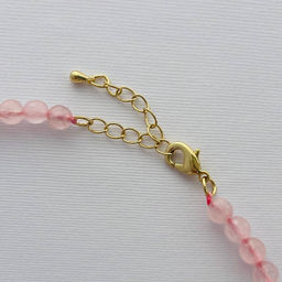 Бусы с подвеской "Клевер" из Розового кварца с Кунцитом 42 см +