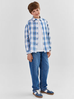 Рубашка для мальчиков в синюю клетку из хлопка - Mark formelle фото 2