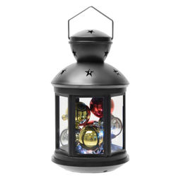 ULD-L1220-010/DTB/RGB BLACK Фонарь со светодиодной гирляндой внутри, на батарейке (в комплект не входит). 10 светодиодов. RGB свет. Режим мигания. Черный корпус. 12*20 см. TM Uniel. - Volpe фото 2