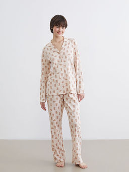 Beli Lastikli Ay? Bask?l? Kad?n Pijama Alt?