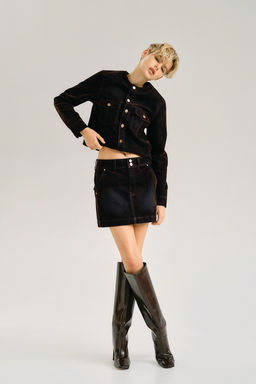 Falda denim afelpada