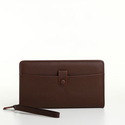 Портмоне-клатч мужской на молнии, с ручкой, наружный карман, коричневое