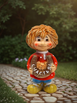 Садовая фигура из полистоуна «Домовичок Счастья», 28×11×13 см