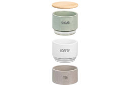 Набор 3 банок для сыпучих продуктов 11*11*19,5 см Coffee,Tea,Sugar зел,белый,серый, с бамб.крышкой - Elan gallery фото 5
