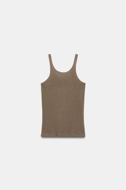 TOP ALGOD?N Y LINO TIRANTES / Marr?n claro - Zara фото 5