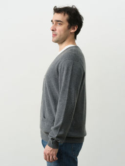 Кардиган из кашемира мужской KM021269-E серый