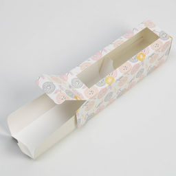 Цена за 5 шт. Коробка для макарун, кондитерская упаковка «Цветочки», 5.5 х 18 х 5.5 см