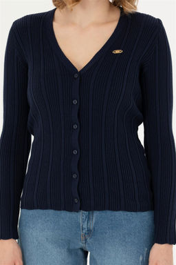 Женский темно-синий базовый трикотажный кардиган - U.s. polo assn фото 13