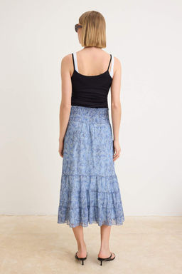 Mavi Sal Desen Boho/Boho Chic Skater Gipeli Normal Bel Maxi Tul Orme Etek TWOSS26ET00141 - Trendyolmilla фото 4