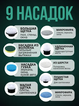 Щетка электрическая для уборки мощная с насадками (3626) - Мой органайзер фото 4