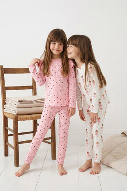 Pudra-Ekru Bask?l? Yumusak Dokulu 4lu Orme Regular K?z Cocuk Alt-Ust Pijama Tak?m? TKDAW26PT00012 - Trendyolmilla фото 12