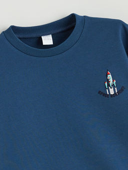 Bisiklet Yaka Nak??l? Erkek ?ocuk Sweatshirt