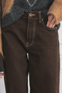 ZW COLLECTION BALLOON MID-WAIST JEANS - Zara фото 3