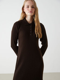 G?mlek Yaka Kad?n Triko Elbise