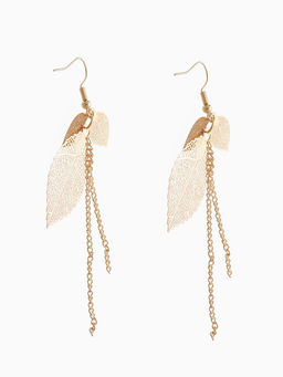 Серьги висячие «Листья» осень, цвет золото, 10.5 см