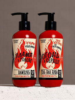 Подарочный набор HARD LINE Огонь в сердце: гель для душа и шампунь для волос, 2?300 мл