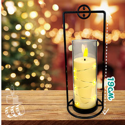 Свеча мерцающая 19см с подсвечником, декор для дома