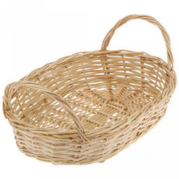 Корзинка плетеная №2 35х24х6/12см, овальная, дно и стенки из ивовой лозы и ленты, с ручками, ручное плетение (Россия) - Домашняя мода фото 2