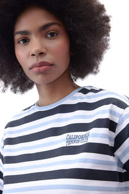 DeFactoFit Стандартная посадка, полосатая футболка с короткими рукавами для спортсменов с круглым вырезом  фото 4