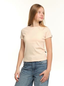 Футболка в рубчик 22-0210 персик