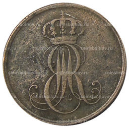 Монета 2 пфеннига 1851 года B Германские государства Ганновер