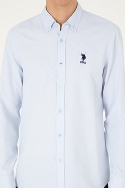 Мужская голубая базовая рубашка с длинным рукавом - U.s. polo assn фото 6