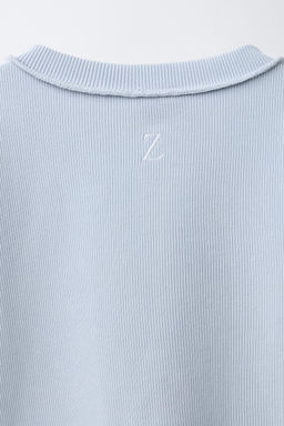 CAMISETA OVERLOCK BOTONES / Azul claro - Zara фото 5