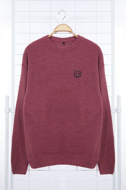 TRENDYOL MAN Indigo Oversize Bisiklet Yaka Dokulu Kazak TMNAW24KZ00032 - Trendyolmilla фото 6