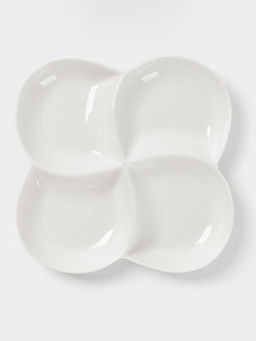 Менажница Доляна White Label, 4 секции, 20×2.5 см, фарфор, белая