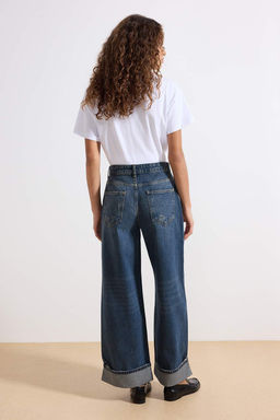 Koyu Mavi Katl? Paca Normal Bel Loose Baggy Jeans TWOSS25JE00001