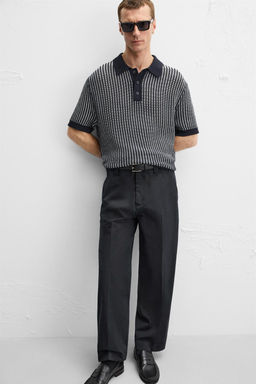 CONTRASTING RIBBED KNIT POLO SHIRT - Zara фото 6